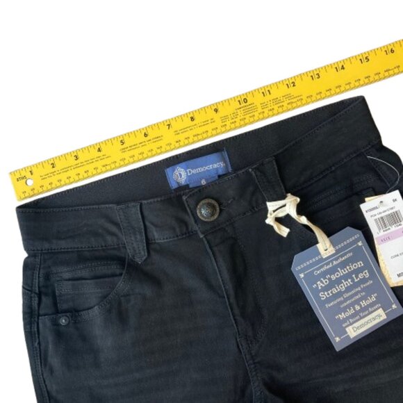 Democracy Ab Solution Straight Leg Mid Rise Jeans Women's 6 Black NWT - Picture 4 of 7